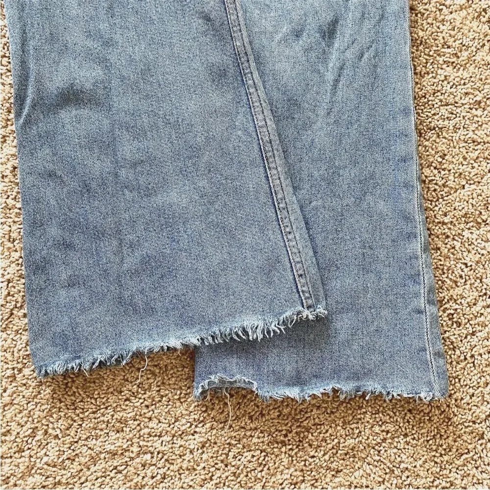 Reformation Cropped Flood Jeans Distressed Raw Hem in Olympic Wash Sz 30 - Picture 8 of 16